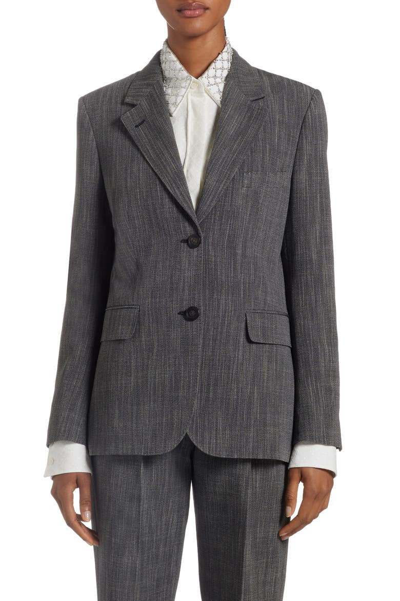 Single Breasted Mélange Virgin Wool Blend Blazer, Main, color, GREY/ WHITE