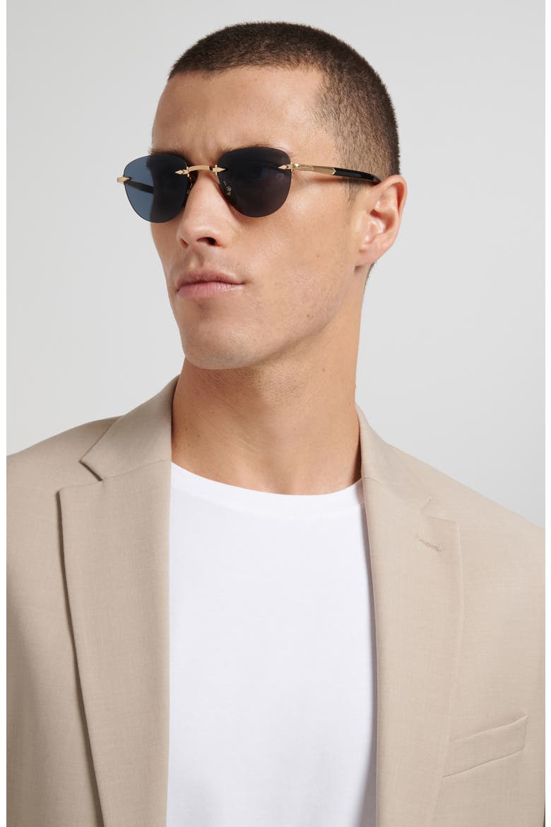 51mm Rimless Square Sunglasses, Alternate, color, GOLD/ BLACK/ GREY