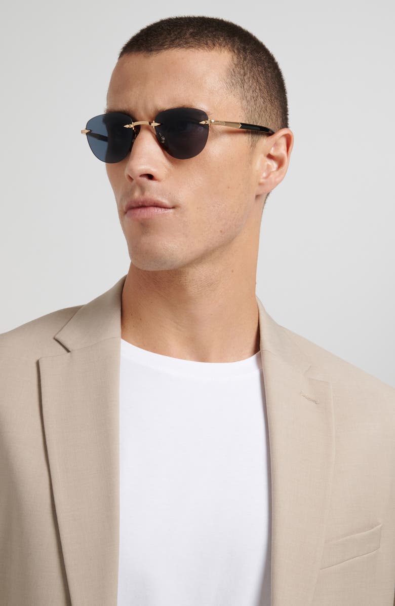 David Beckham Eyewear 51mm Rimless Square Sunglasses, Alternate, color, Gold/ Black/ Grey