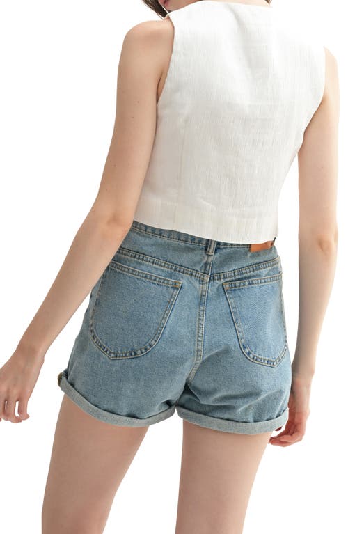 Lush Collar Eyelet Front Tie Top