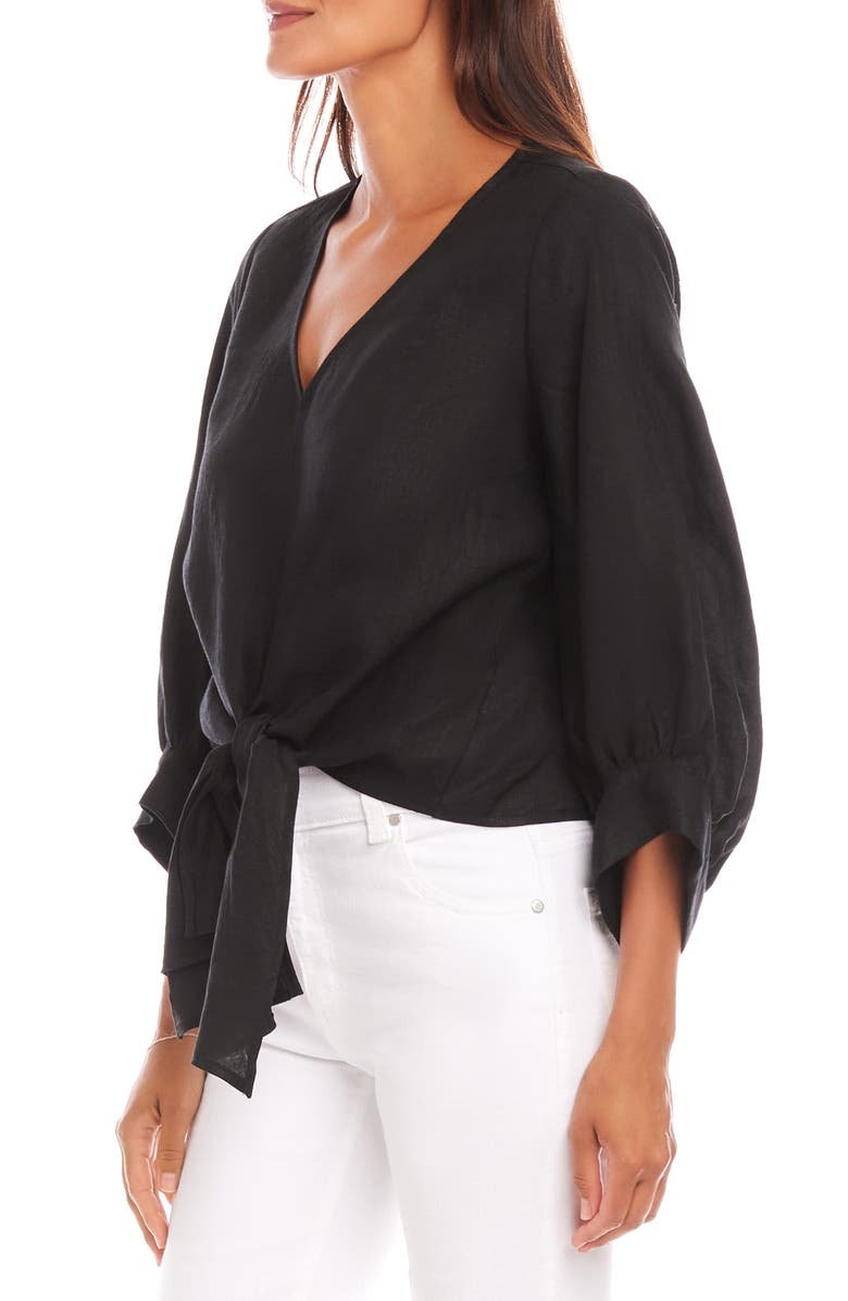 Karen Kane Tie Front Linen Top, Alternate, color, 
