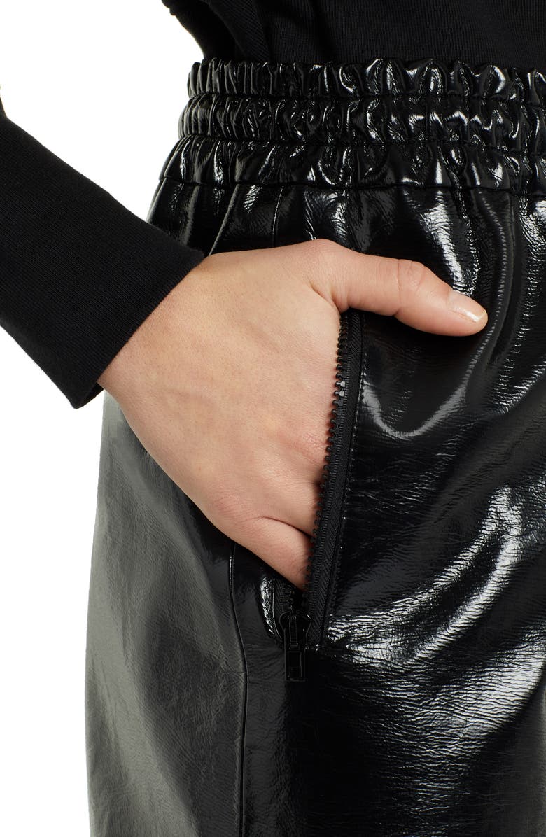 MSGM Faux Patent Leather Joggers, Alternate, color,