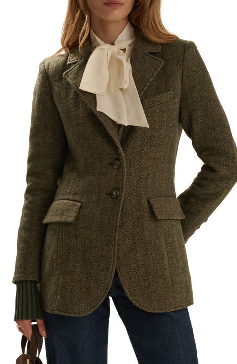 The City Herringbone Wool Blend Blazer