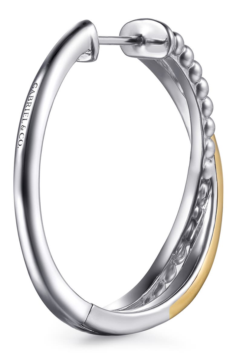 Bujukan 14K Gold & Sterling Silver Crisscross Intricate Hoop Earrings, Alternate, color, SILVER/ 14K YELLOW GOLD