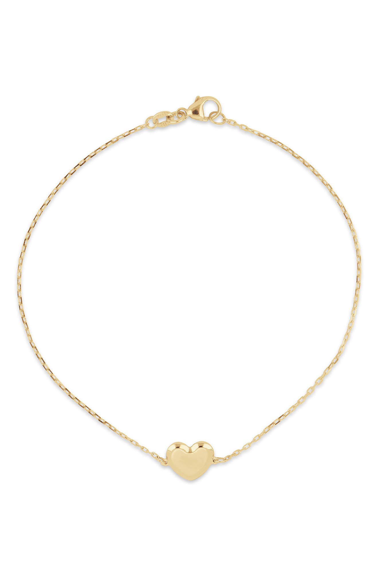 14k Gold Heart Chain Bracelet