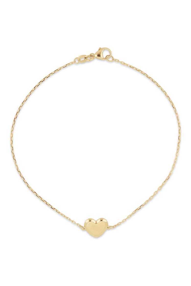14k Gold Heart Chain Bracelet, Main, color, 14KY