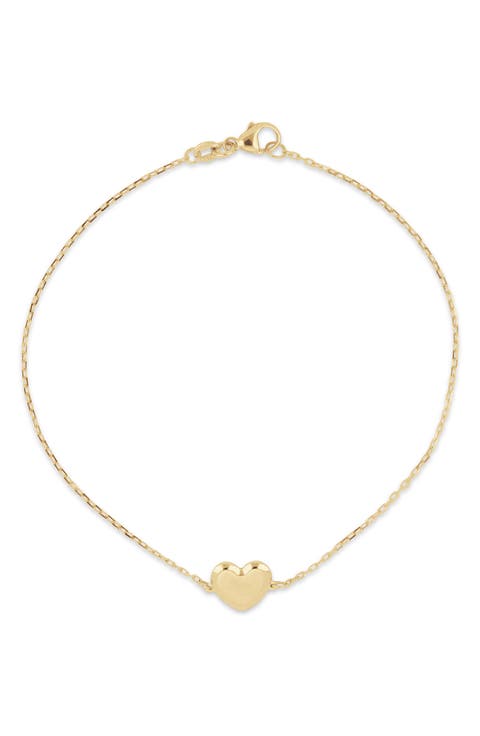 14k Gold Heart Chain Bracelet
