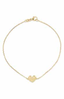 14k Gold Heart Chain Bracelet