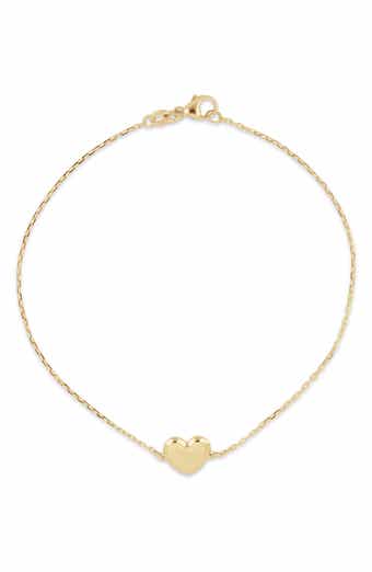 14k Gold Heart Chain Bracelet