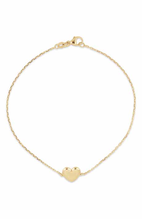 14k Gold Heart Chain Bracelet
