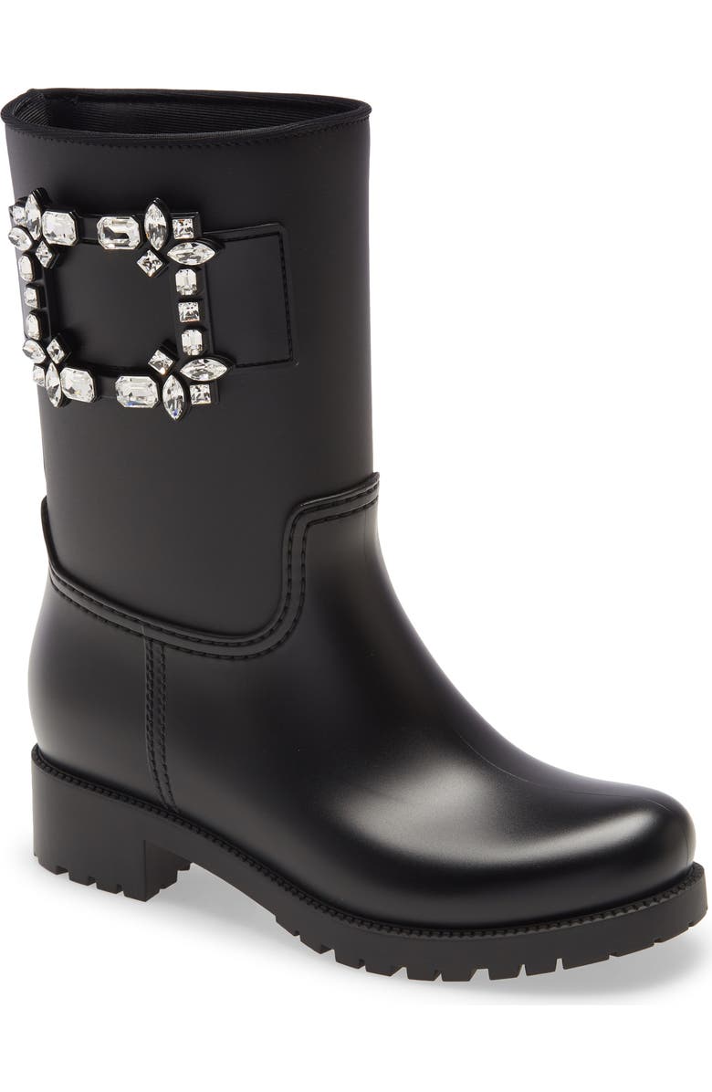 Roger Vivier Tempête Viv Crystal Buckle Waterproof Rain Boot, Main, color,