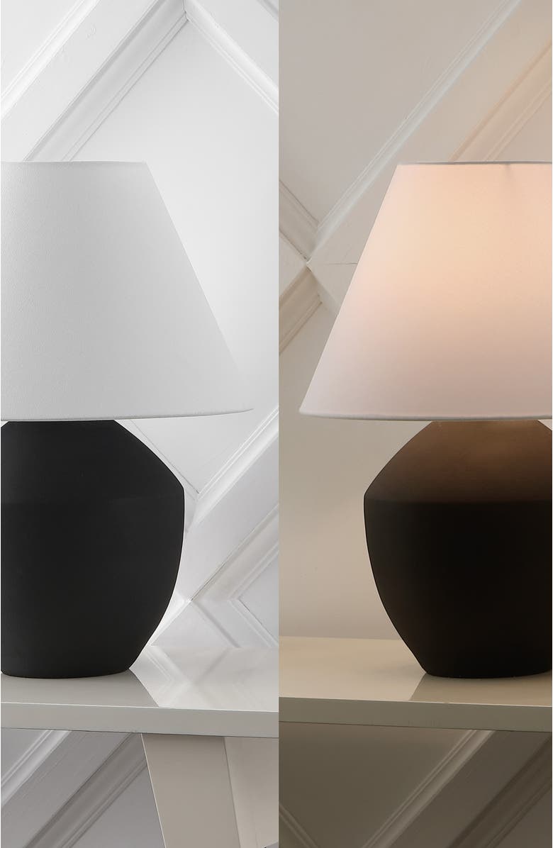 JONATHAN Y Ralf 20.5" Minimalist Scandinavian Resin/Iron LED Table Lamp, Alternate, color, Matte Black