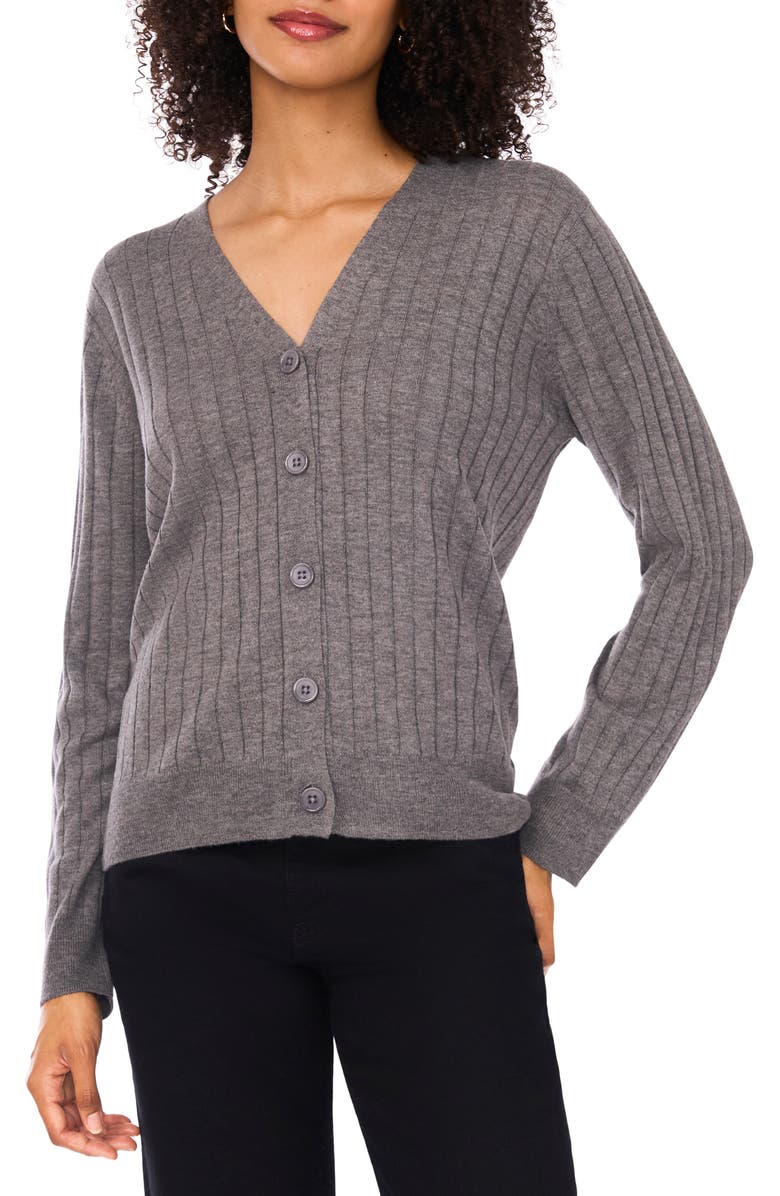 Ted Baker Rib Cardigan, Main, color, Gravel Grey