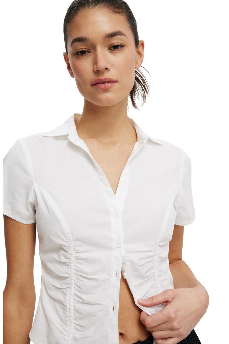 Women's Maya Rouched Shirt, Alternate, color, White
