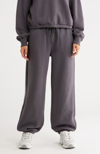 Z By Zella Feather Fleece Cinch Bottom Pants In Gray