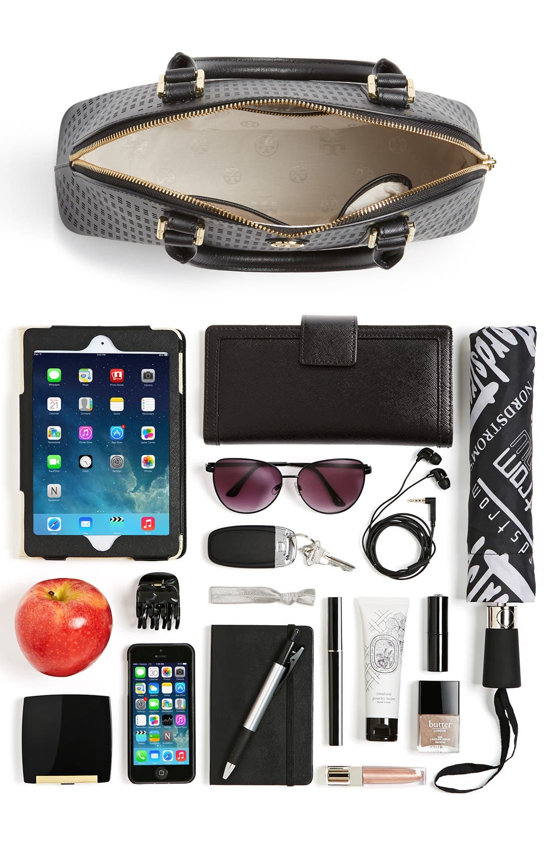 Tory Burch 'Robinson' Perforated Leather Dome Satchel, Alternate, color, 