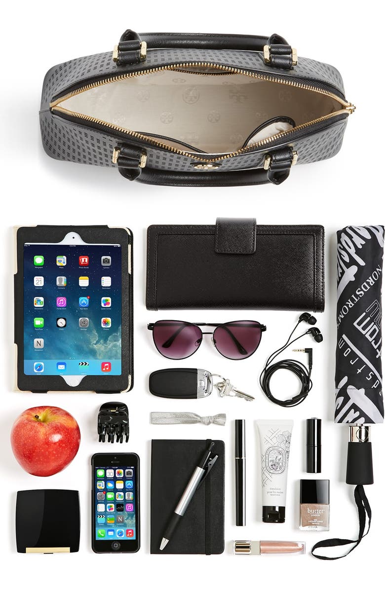 Tory Burch 'Robinson' Perforated Leather Dome Satchel, Alternate, color,