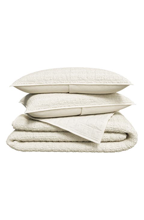 Reversible Honeycomb Waffle Cotton Quilt & Sham Set