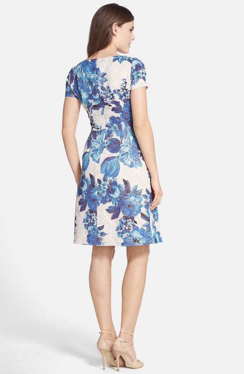 Adrianna Papell Floral Matelassé Fit & Flare Dress, Alternate, color, 