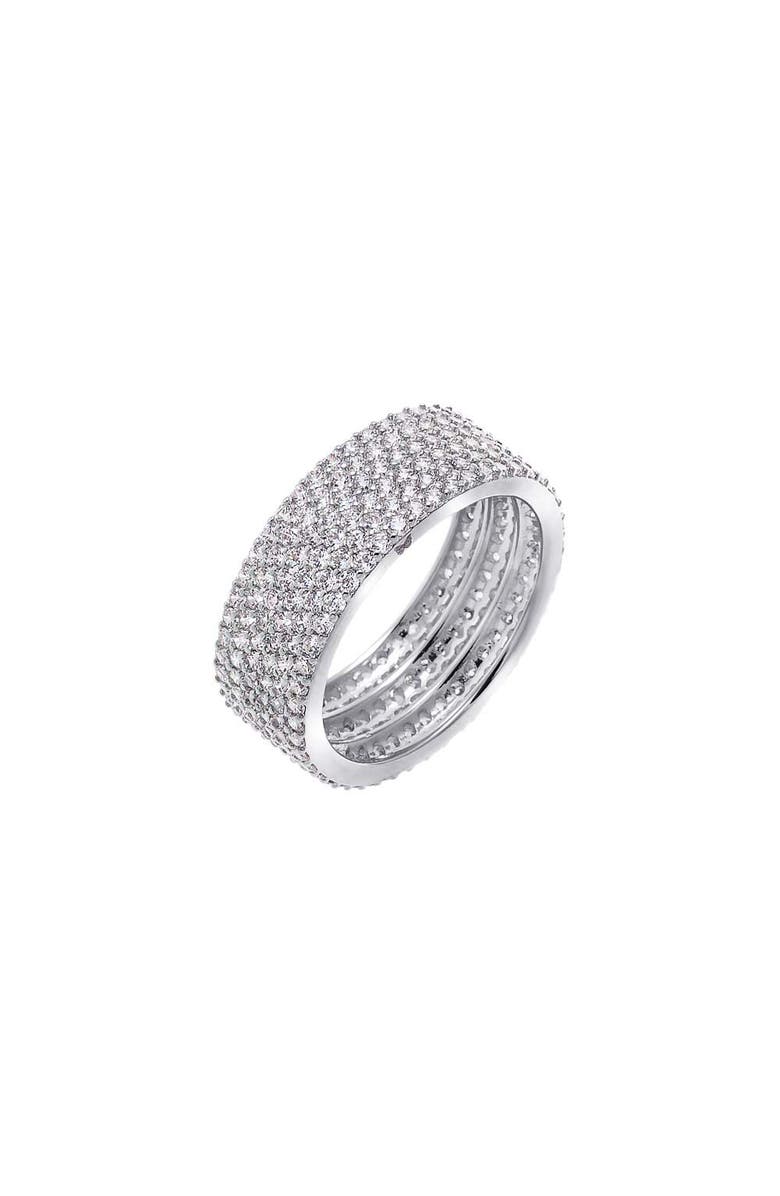 BY ADINA EDEN CZ Pavé Wide Eternity Band Ring, Main, color, Silver