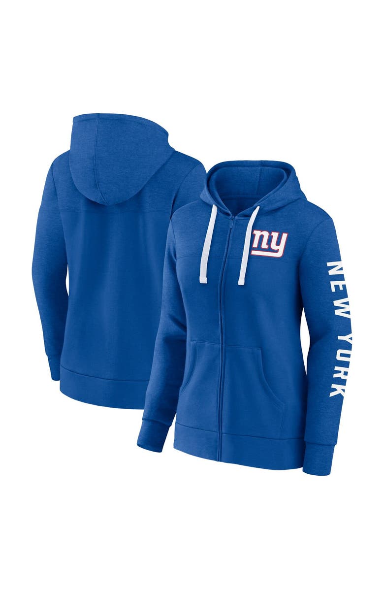 FANATICS Women's Fanatics Branded Heather Royal New York Giants Plus Size City Ties Full-Zip Hoodie, Main, color, 