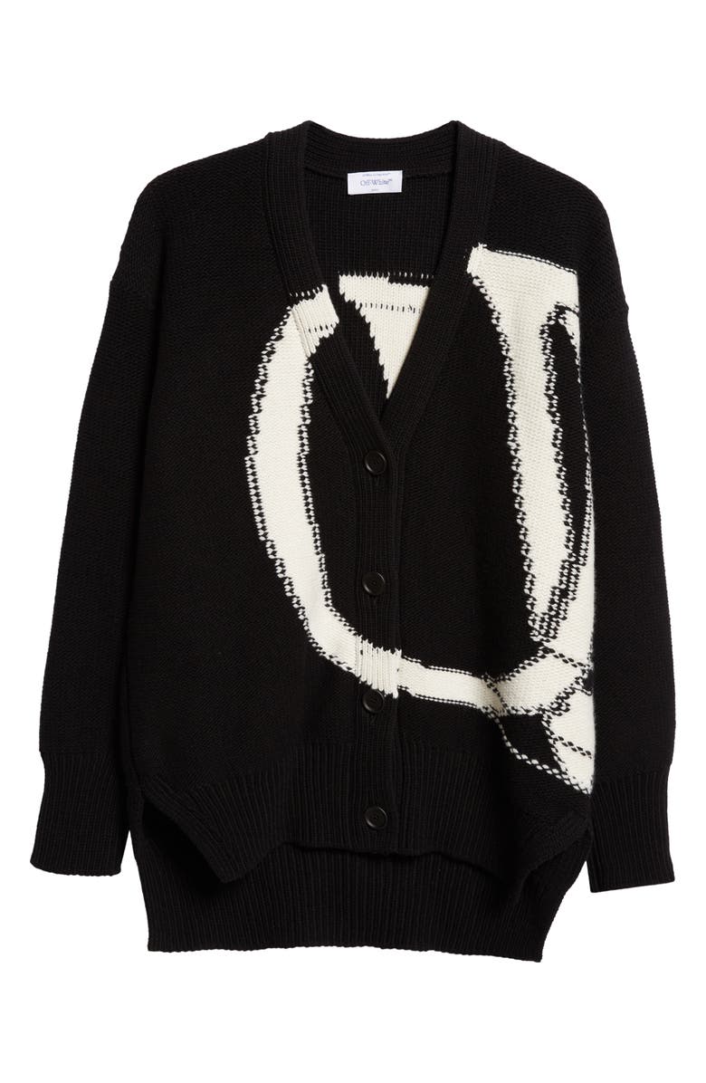 Off-White OW Maxi Logo Wool Intarsia Cardigan, Alternate, color,