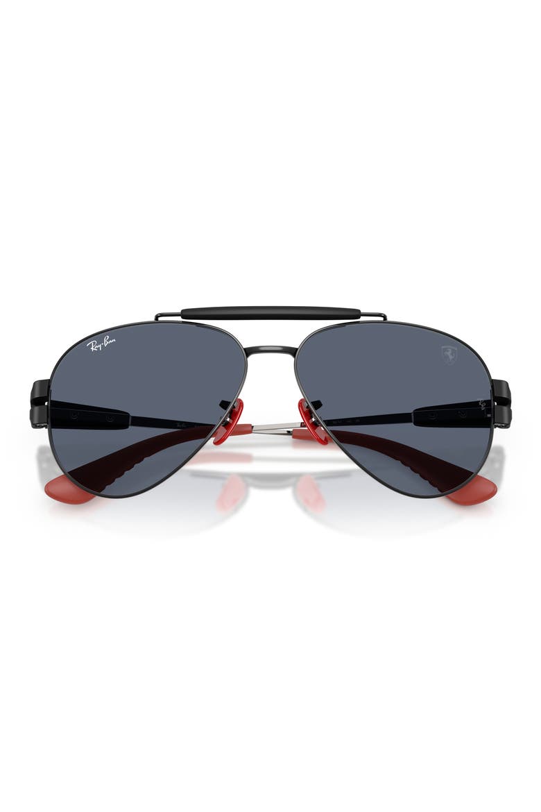 x Scuderia Ferrari 58mm Phantos Pilot Sunglasses, Alternate, color, BLACK / DARK GREY