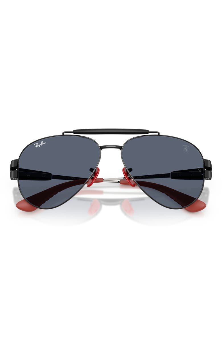 Ray-Ban x Scuderia Ferrari 58mm Phantos Pilot Sunglasses, Alternate, color, Black / Dark Grey