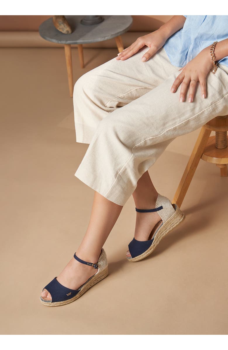 VISCATA Cavall Canvas Espadrille Sandal Wedges, Alternate, color, Navy Blue