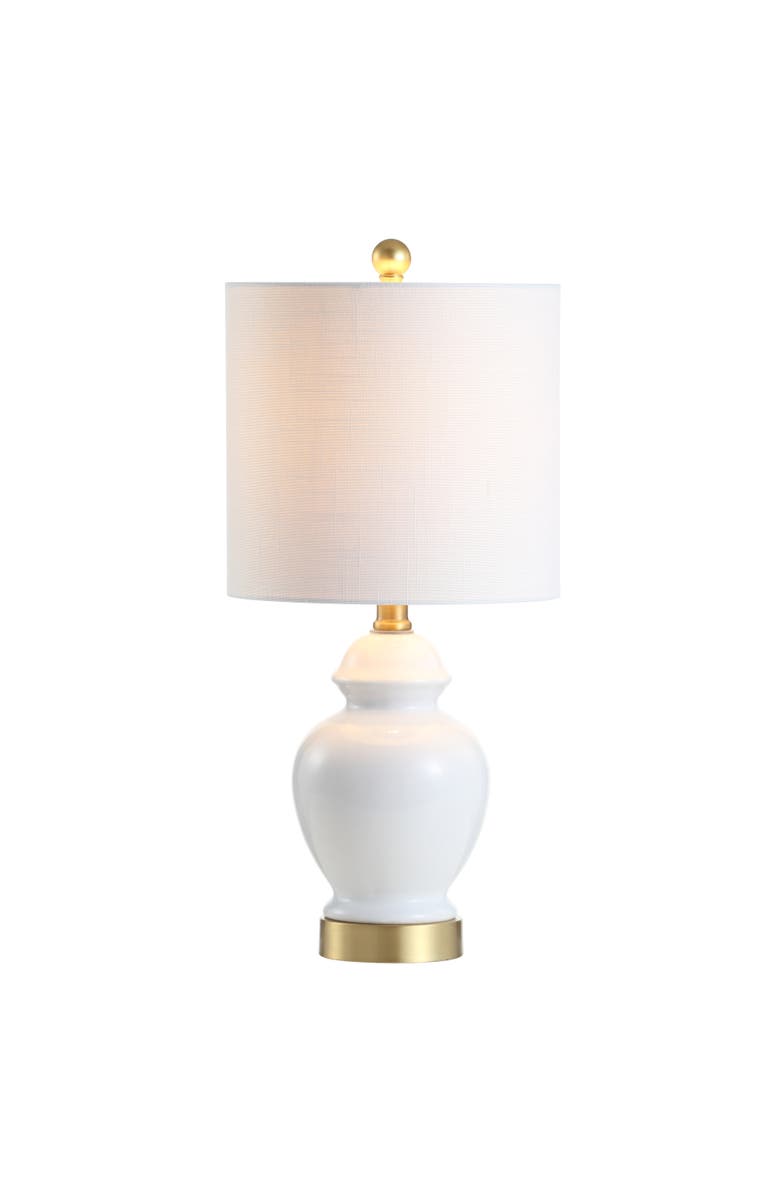 JONATHAN Y Perry Ceramic/Metal LED Table Lamp, Main, color, White