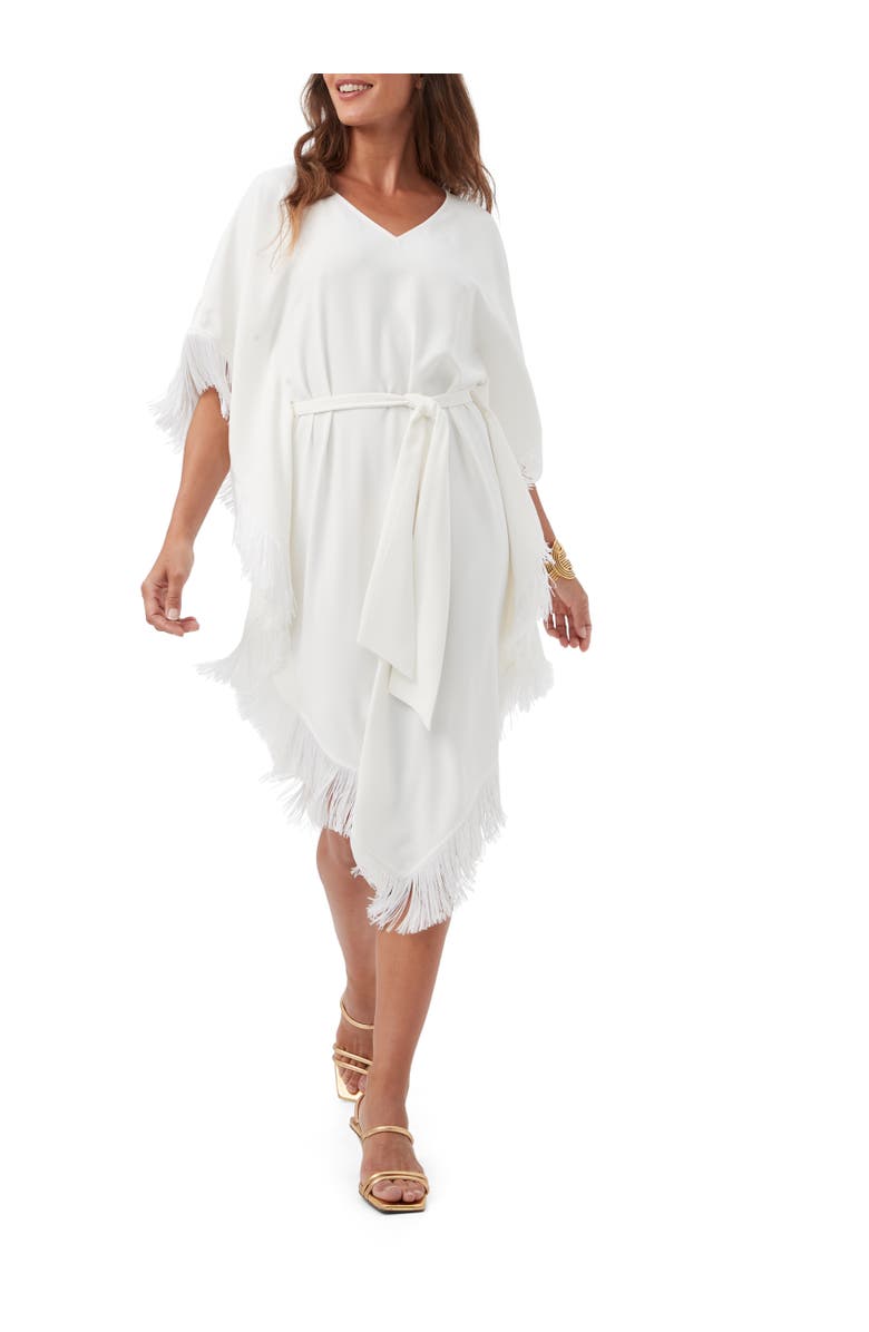 Trina Turk Fringe Caftan Toulouse Dress, Main, color, Whitewash