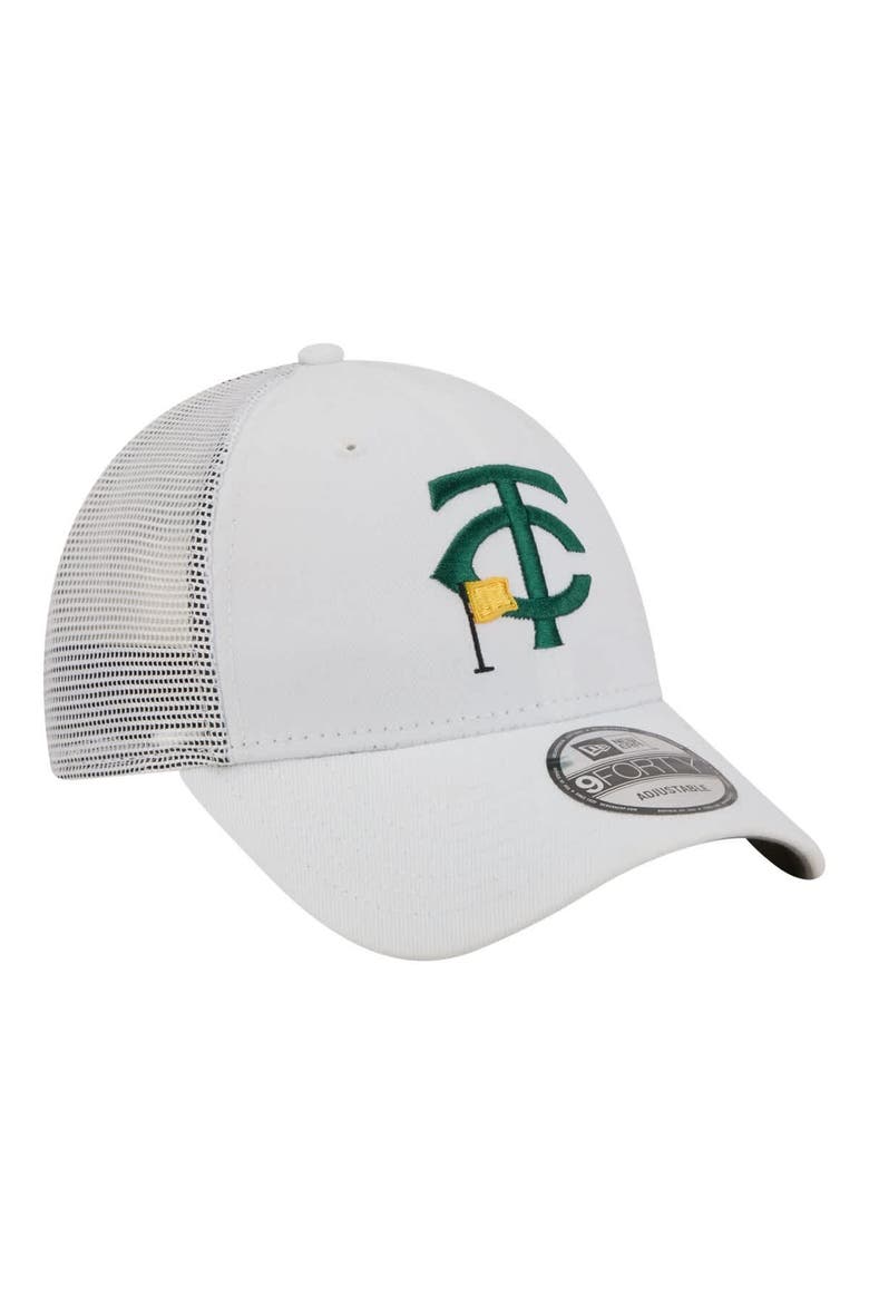 Men's New Era  White Minnesota Twins Flag 9FORTY Trucker Adjustable Hat, Alternate, color, White