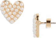 Nordstrom Faux Pearl Heart Stud Earrings