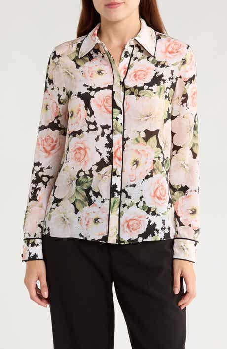 Alice + Olivia Willa Silk Button-Up Shirt