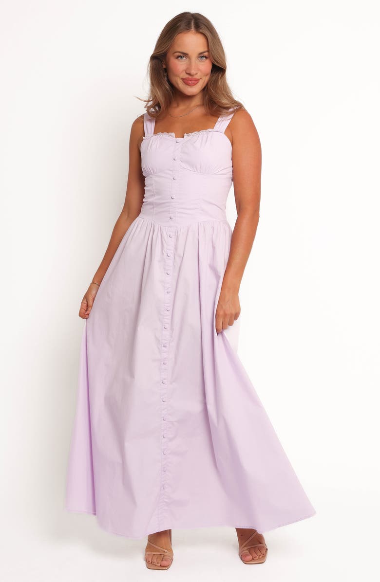 Petal & Pup Bellus Lace Trim Sleeveless Maxi Dress, Alternate, color, Lilac