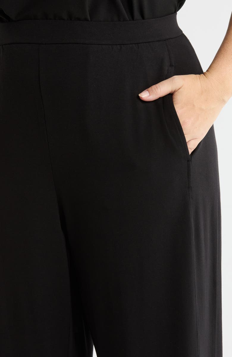 Eileen Fisher Jersey Ankle Lantern Pants, Alternate, color, Black