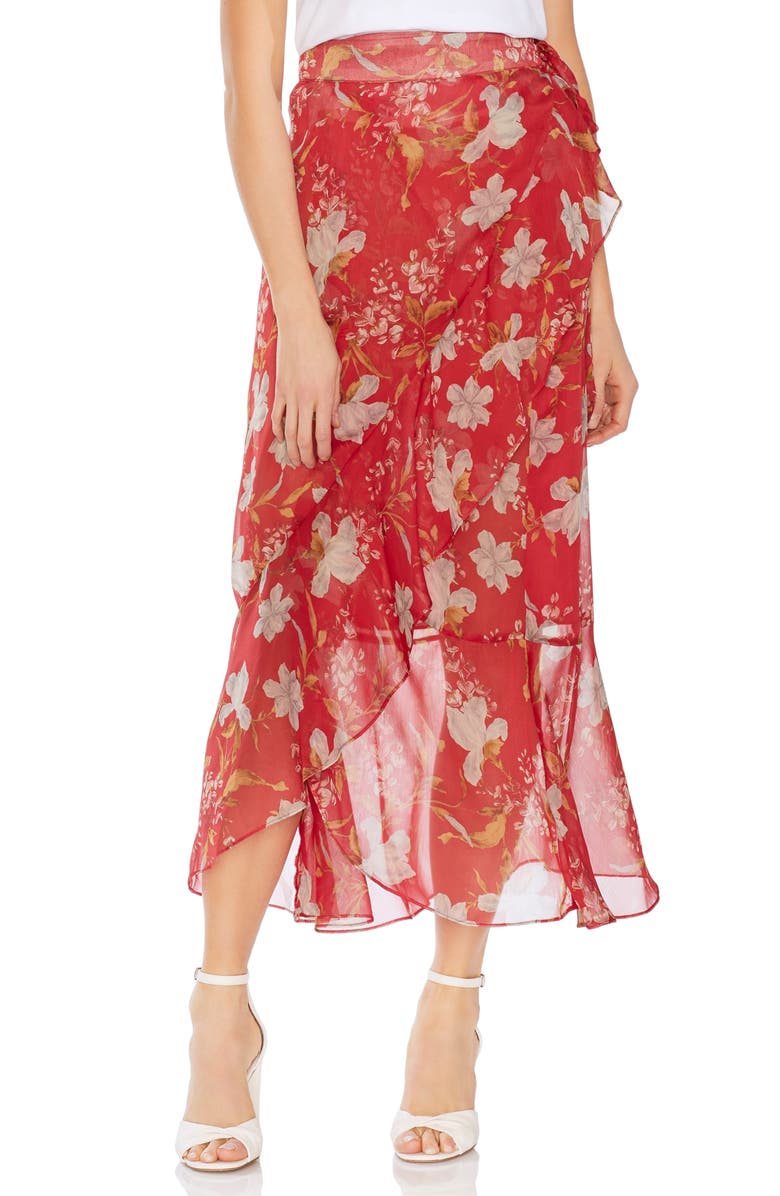 Vince Camuto Wildflower Faux Wrap Skirt, Main, color,