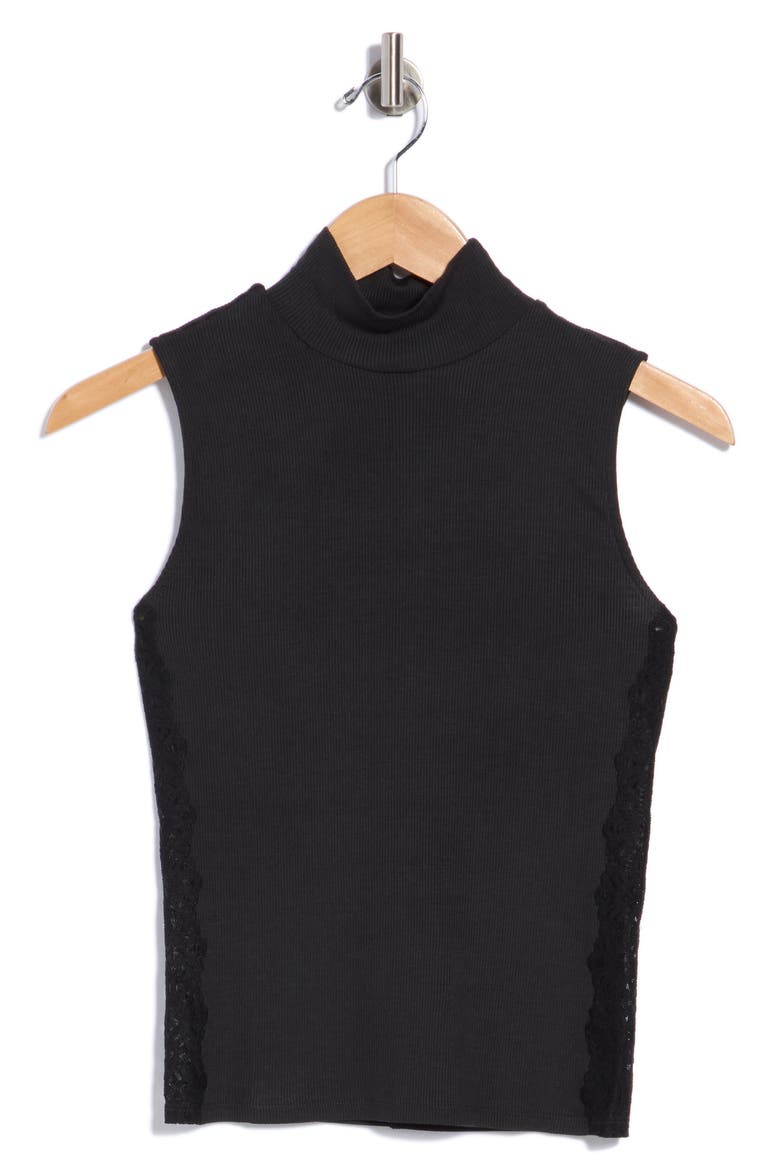 Edie Mock Neck Rib Top, Main, color, BLACK