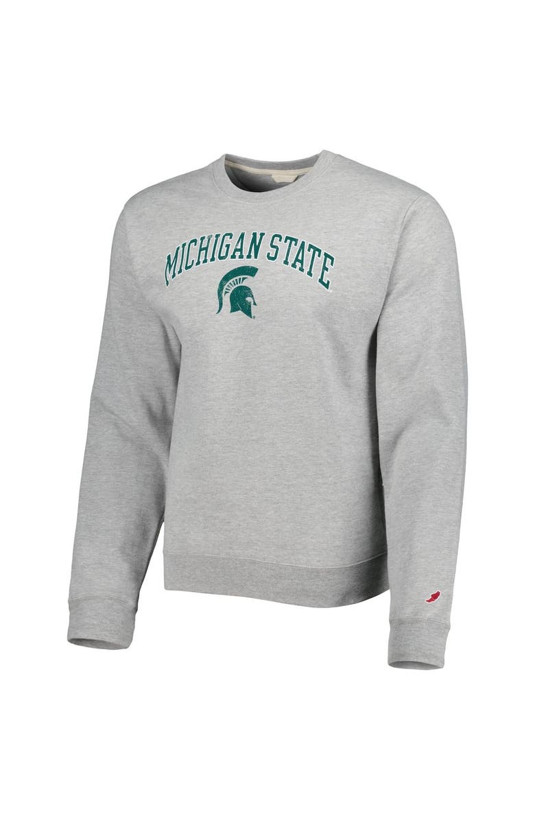 LEAGUE COLLEGIATE WEAR Men's League Collegiate Wear Heather Gray Michigan State Spartans 1965 Arch Essential Lightweight Pullover Sweatshirt, Alternate, color, 