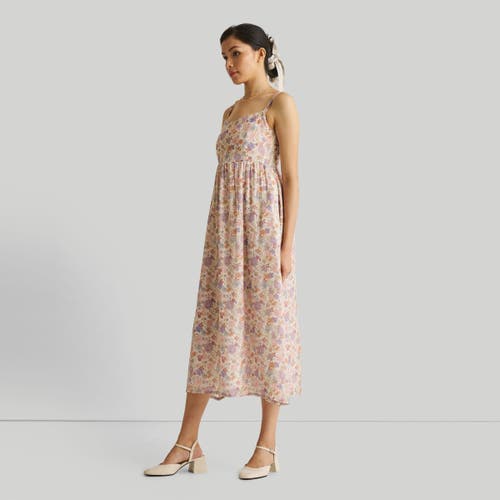 REISTOR REISTOR STRAPPY GATHERED MIDI DRESS REMIXED FLORALS