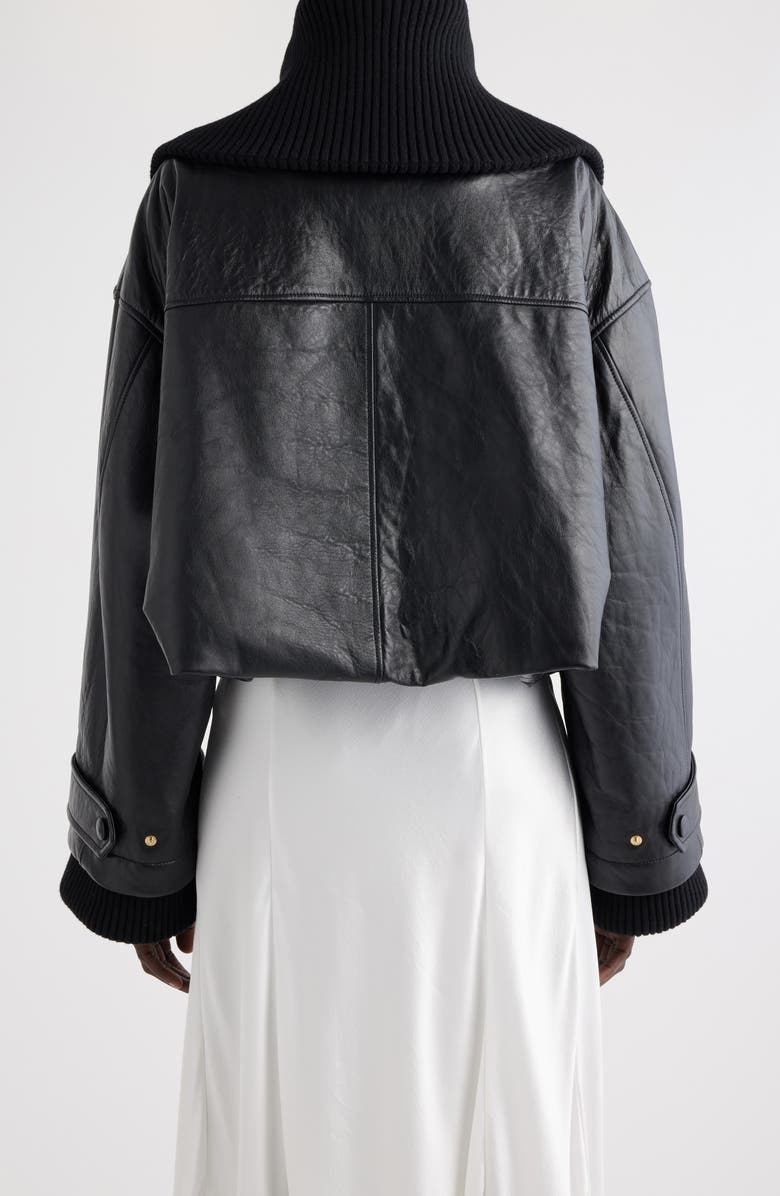 Chloé Oversize Crop Lambskin Leather Bomber Jacket, Alternate, color, 