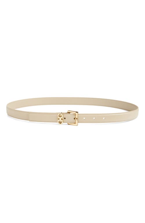 Ferragamo Slim Double Gancio Leather Belt In Stone