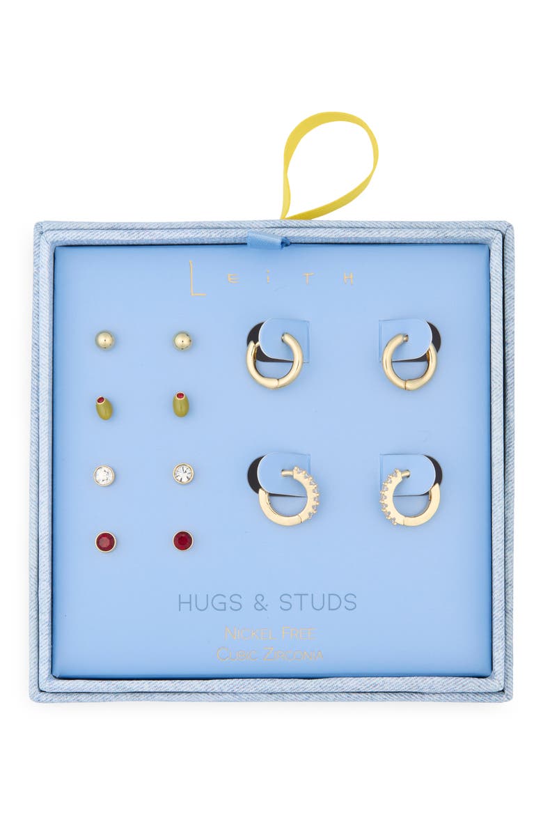 6-Pack Olive Assorted Earrings Set, Main, color, GREEN MULTI- GOLD