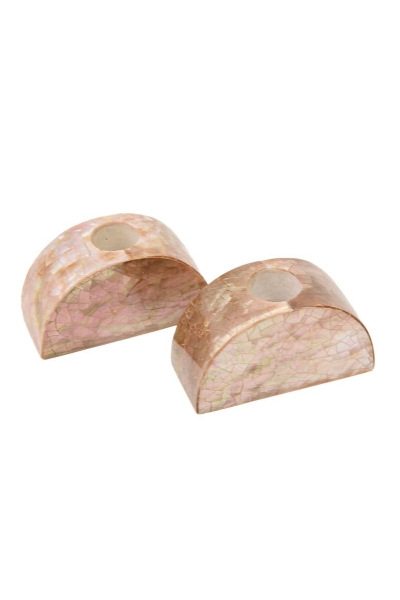 Half Moon Mother Of Pearl Candle Holders - Set of 2, Alternate, color, Blush