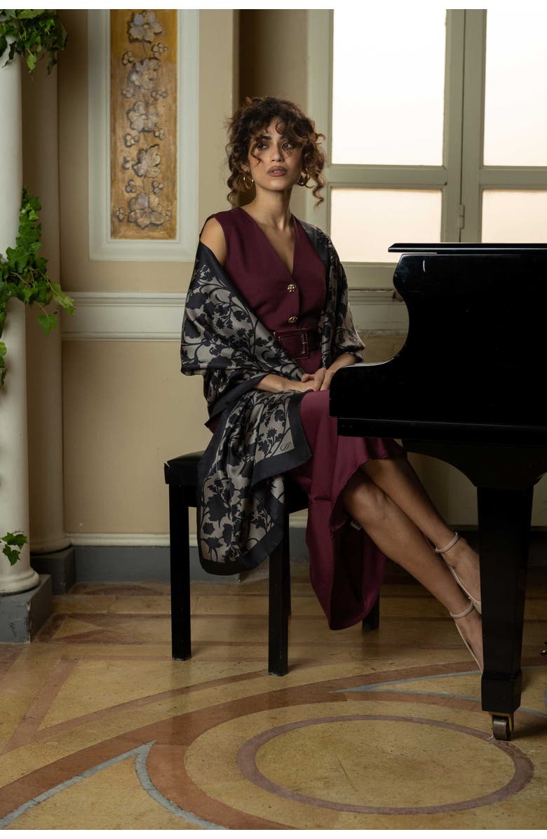 Elizabetta Regina - Silk Scarf Shawl for Women, Alternate, color, Pearl Black