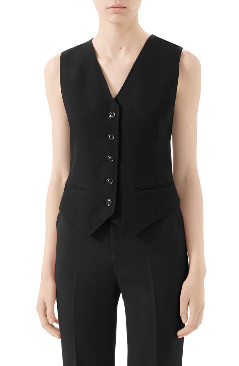 Gucci Wool & Silk Cady Crepe Vest, Main, color, 