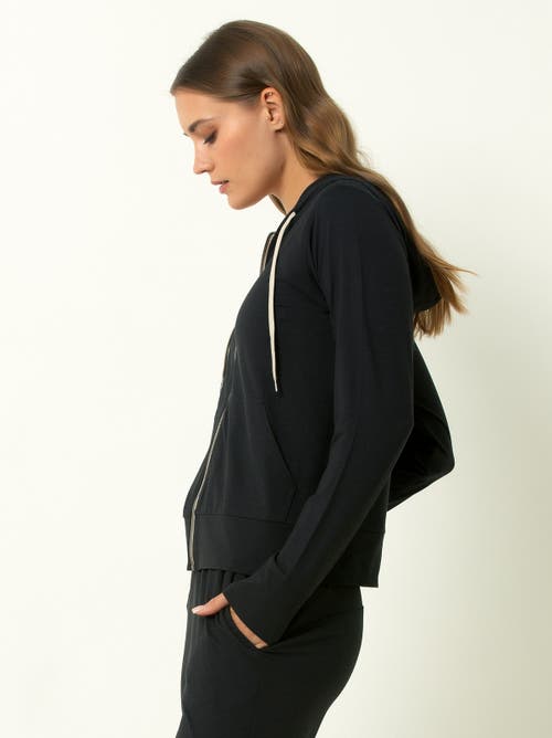 Single Stitch Lightweight Full Zip Hoodie In Black