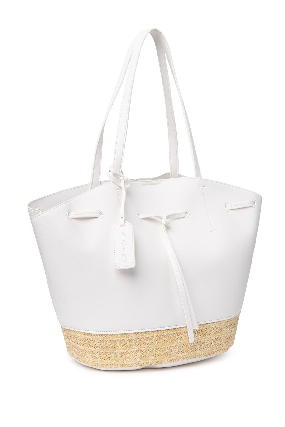 Sole Society Felia Straw Bottom Tote, Main, color, 