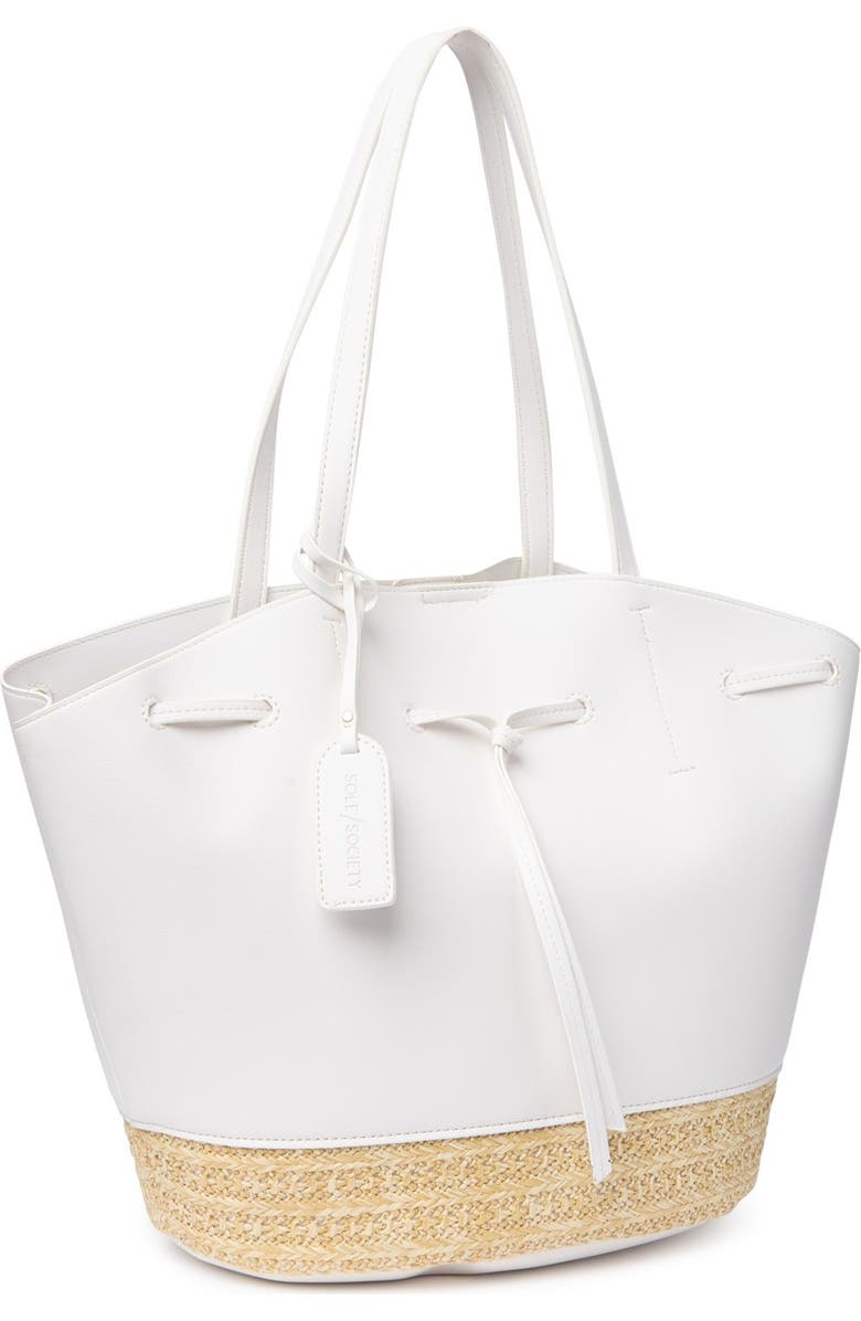 Sole Society Felia Straw Bottom Tote, Main, color,