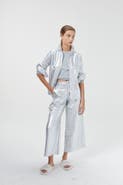 LANHTROPY Culotte Metallic Linen Pant